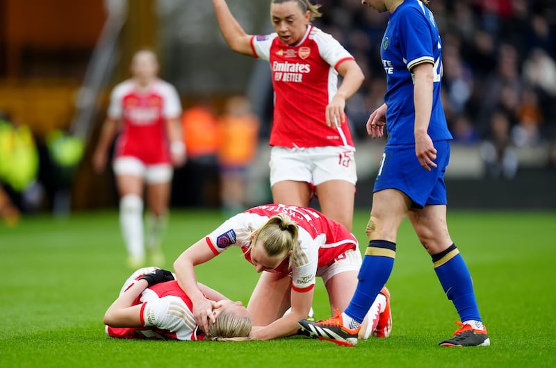 There was a concerning moment when Frida Maanum went down off the ball. Goalscorer Stina Blackstenius checks on her