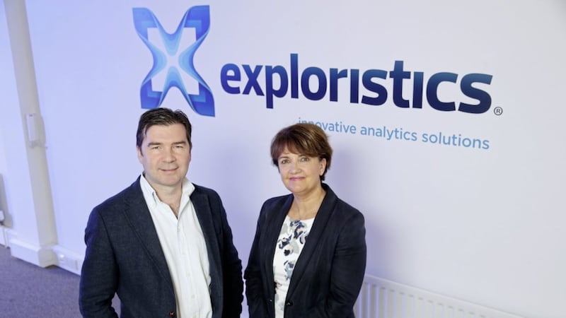 Belfast-based data analysis company, Exploristics is investing in eight additional jobs and R&amp;D to enhance its competitiveness within the healthcare market. Grainne McVeigh (right), Invest NI, is pictured with Aiden Flynn, CEO Exploristics 