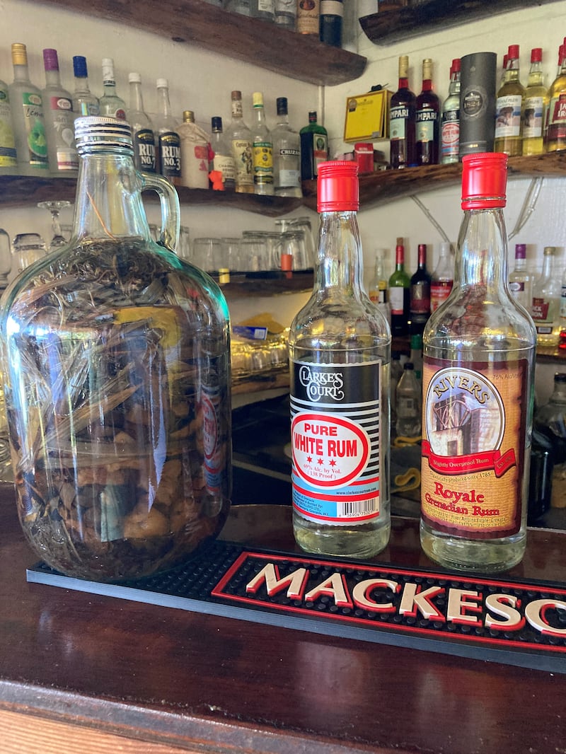 'Under the counter' rum mixture in a bar in Grenada (Hannah Stephenson/PA)