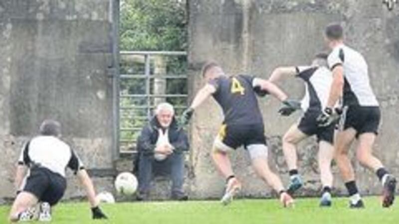 <span style="font-family: Arial, sans-serif; ">BEST SEAT IN THE HOUSE: It was sitting room only on this side of the pitch as Dungiven and Loughmacrory played a challenge match behind closed doors in Dungiven last Sunday.</span><br style="font-family: Arial, sans-serif; " /><span style="font-family: Arial, sans-serif; ">Picture: Margaret McLaughlin&nbsp;&nbsp;</span>