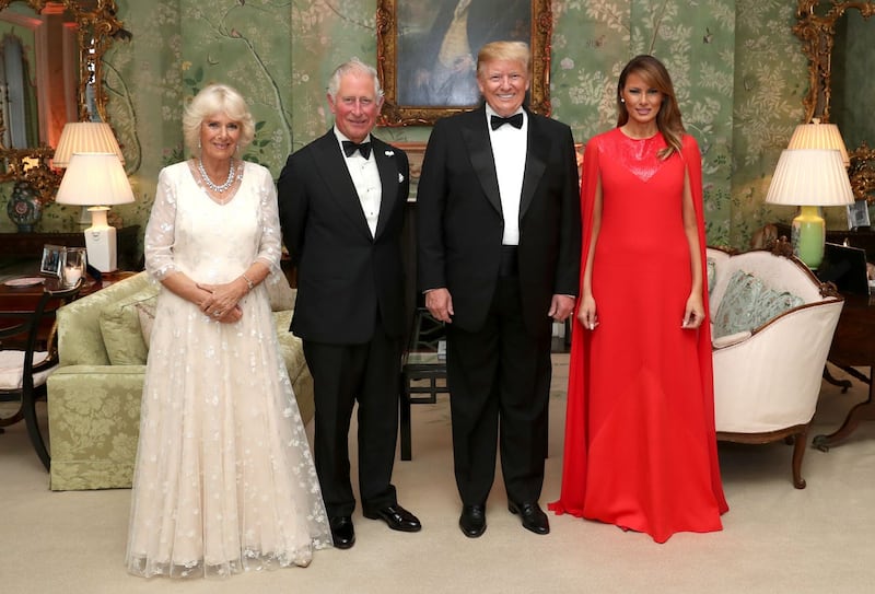 Donald Trump welcomes the Prince of Wales and Duchess of Cornwall to Winfield House