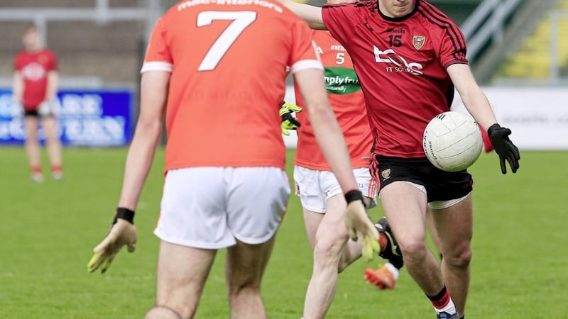 Shealan Johnston (right) will be a key player for Down in their Ulster U20 FC semi-final against Fermanagh Picture: Philip Walsh... 