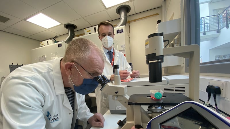 Jake visited the lab at Queen's University where research into pancreatic and oesophageal cancers is being conducted.
