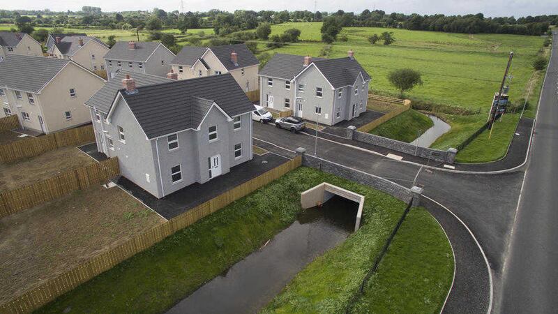 The Moor Park development outside Coalisland includes a trench for water and is accessed via a bridge. Picture by Skytask Aerial Imaging 