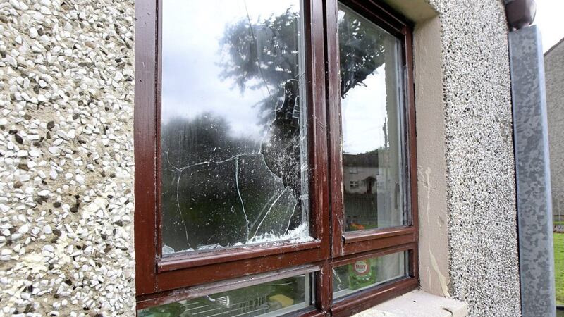 Damage caused by the pipe bomb attack on a house at Heron Way in Derry. Picture by Margaret McLaughlin 