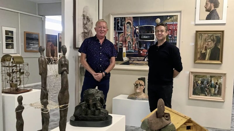 Dan Dowling, president of the Royal Ulster Academy, with vice-president Simon McWilliams at the Diploma Collection Gallery on Rosemary Street in Belfast city centre 