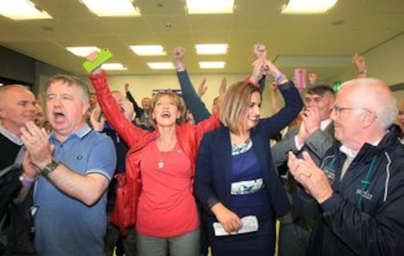 Celebration for Sinn Fein's Elisha McCallion following the General Election count for Foyle. Picture Margaret McLaughlin