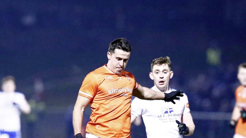 Stefan Campbell showed his class in the dying moments to help Armagh secure two valuable Division One points against Monaghan on Saturday night. Picture by Philip Walsh 