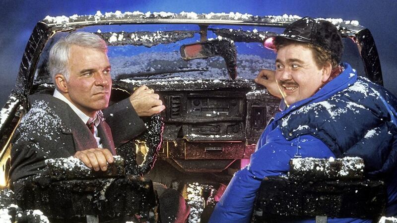 Steve Martin and John Candy in the comedy classic Planes, Trains and Automobiles. In Belfast it is more a case of cranes, drains and car lanes. 