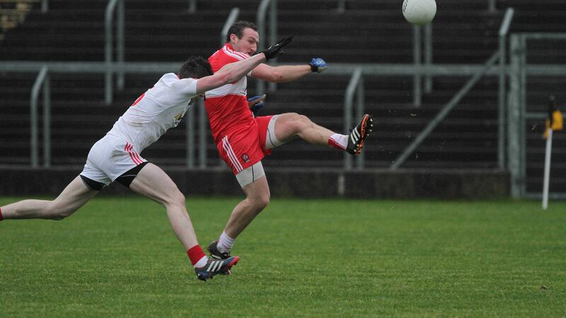 Tyrone's Conor Clarke in action against Derry during the O Fiaich Cup &nbsp;