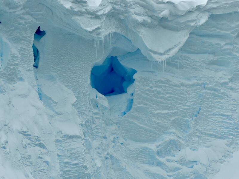 A 2019 photo showing a hole in the Thwaites glacier