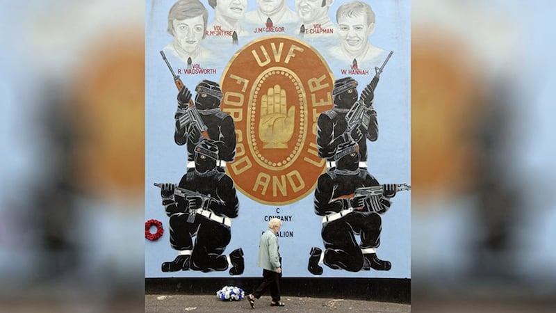 A UVF mural on the Shankill Road in Belfast 