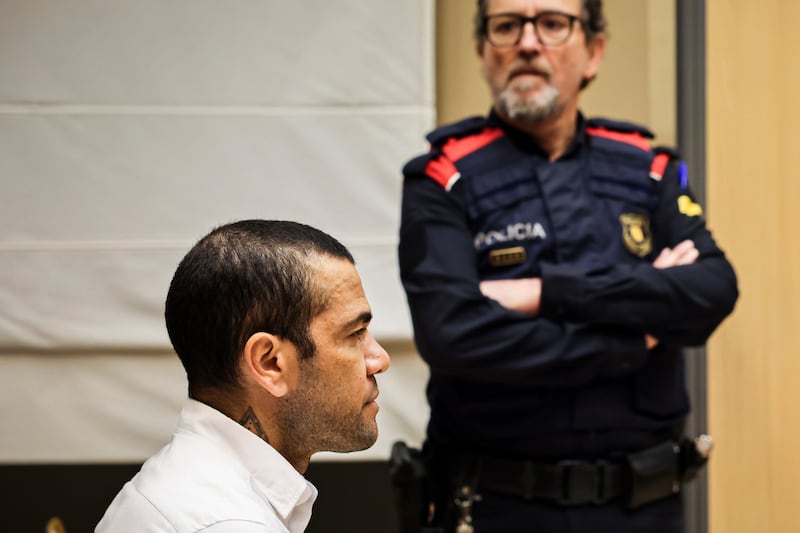 Dani Alves sits during his trial in Barcelona, Spain on February 5 2024 (Jordi Borras/AP)