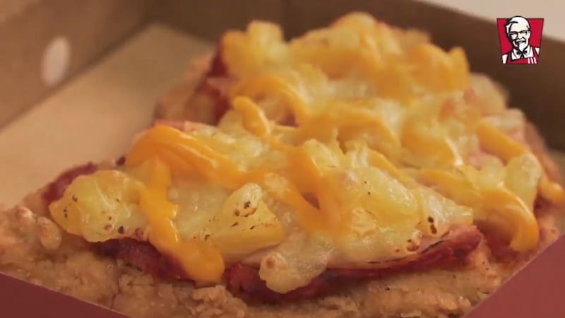 Drunk food just upped its game with the chizza - pizza on a KFC base