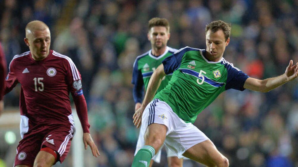 Jonny Evans in action for Northern Ireland against Latvia&nbsp;