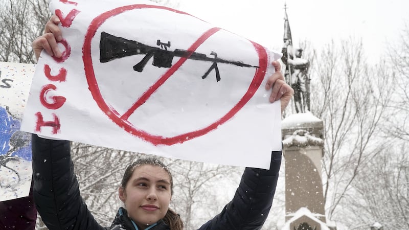 Tens of thousands of pupils walked out of schools across the US to demand action on gun violence.