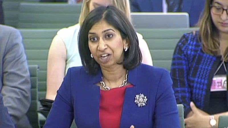 Suella Braverman said MPs would be asked to vote on the Brexit deal before the terms of the future relationship were set out in a legal text 