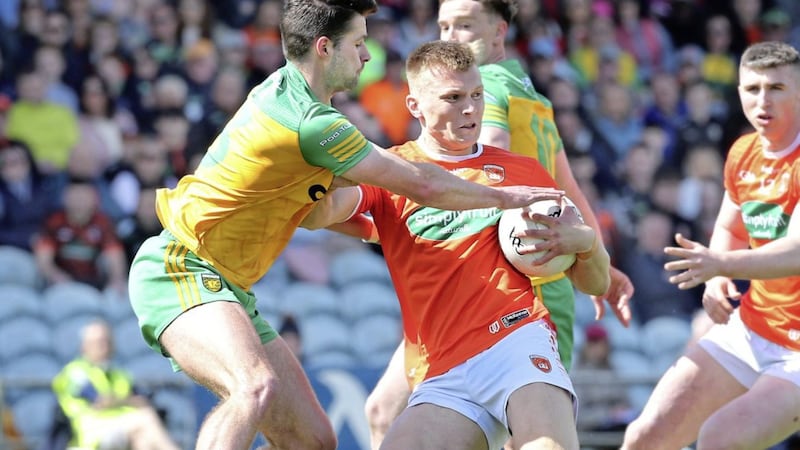Donegal&#39;s Brendan McCole did a good marking job on Rian O&#39;Neill. Picture Margaret McLaughlin. 