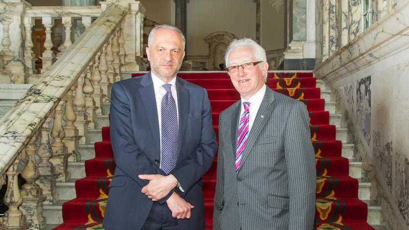 His Excellency Witold Sobk&oacute;w (left), ambassador of Poland in London, with Jerome Mullen, Poland&#39;s honorary consul in Northern Ireland 