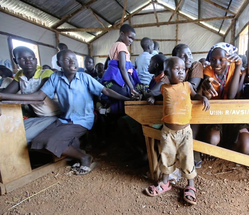 Pupils at Awich Nursery and Primary School in Palabek refugee camp in northern Uganda 