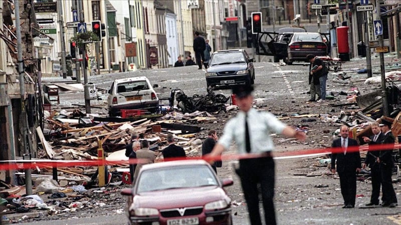A scene of devastation in Omagh following the Aughust 15 1998 bombing 