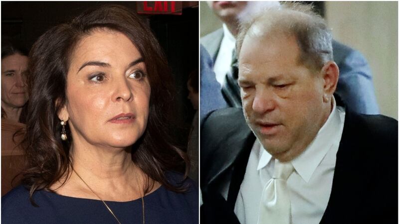 The actress was giving evidence as a witness against the Hollywood mogul who denies the charges.