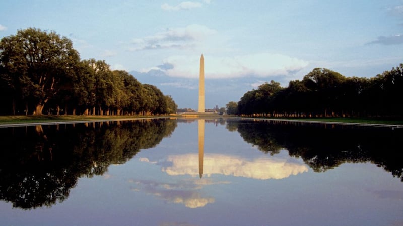 The Washington Monument, an obelisk stretching to over 500ft in height 