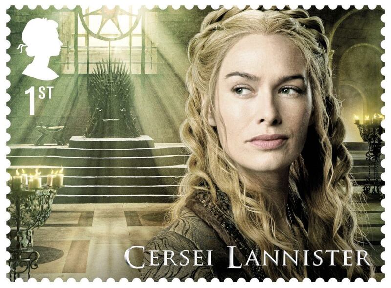Cersei Lannister, one of the Game of Thrones characters to feature on a new set of stamps. Picture by Royal Mail, Press Association 