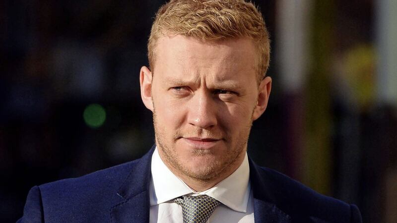 Ulster rugby player Stuart Olding arriving at Belfast Crown Court yesterday, where he and teammate Paddy Jackson are accused of rape. Picture by Pacemaker