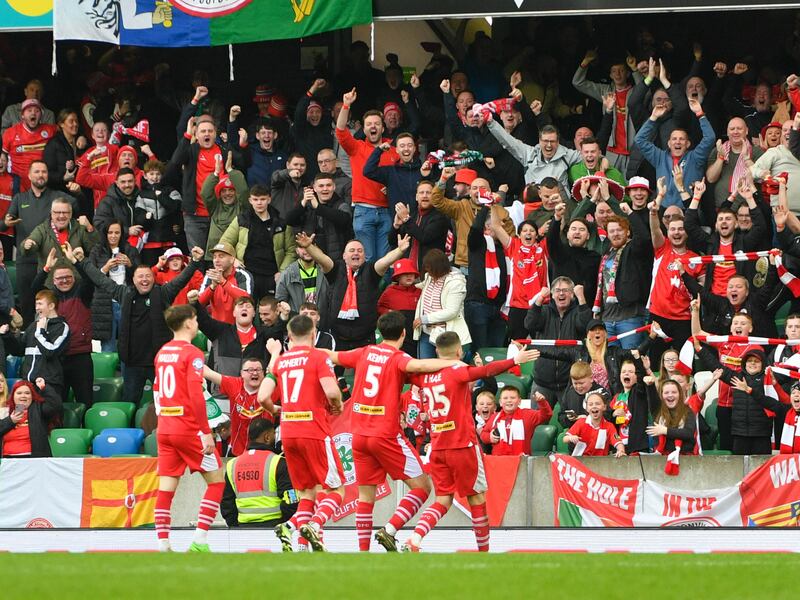 The Hales, Chrissy Curran, Joe Gormley, Jim Magilton - immortalised forever in Cliftonville folklore