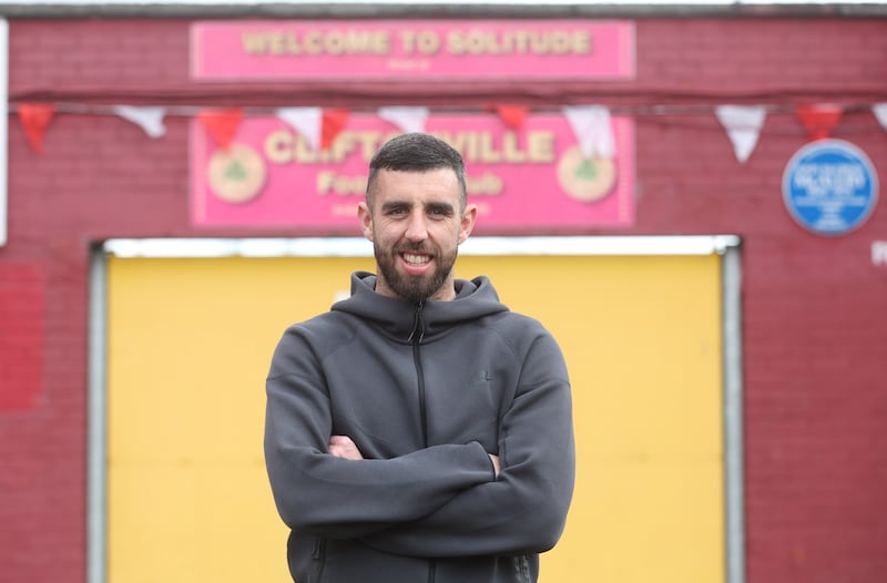 Cliftonville’s Joe Gormley speaks to The Irish News.
PICTURE COLM LENAGHAN