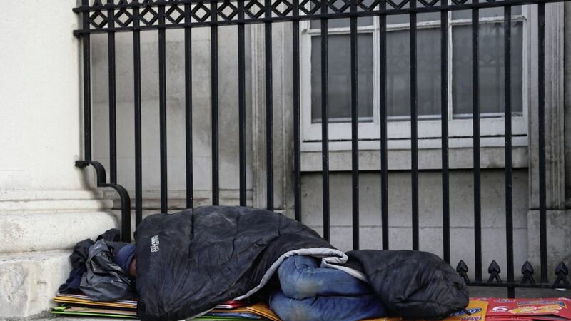 A rough sleeper outside Custom House in Dublin. Picture by Brian Lawless, Press Association 