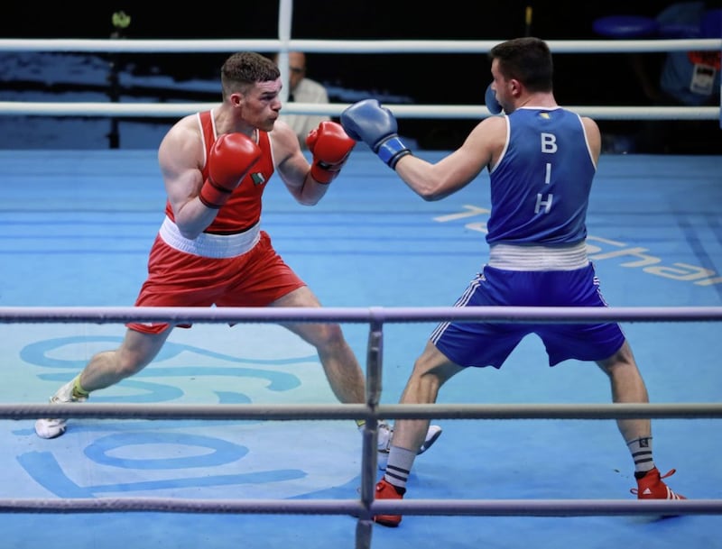 Dublin light-heavy Emmet Brennan became the seventh Irish boxer to qualify for Tokyo 2020 when he defeated Sweden's Liridon Nuha in a box-off last night. Picture by PA