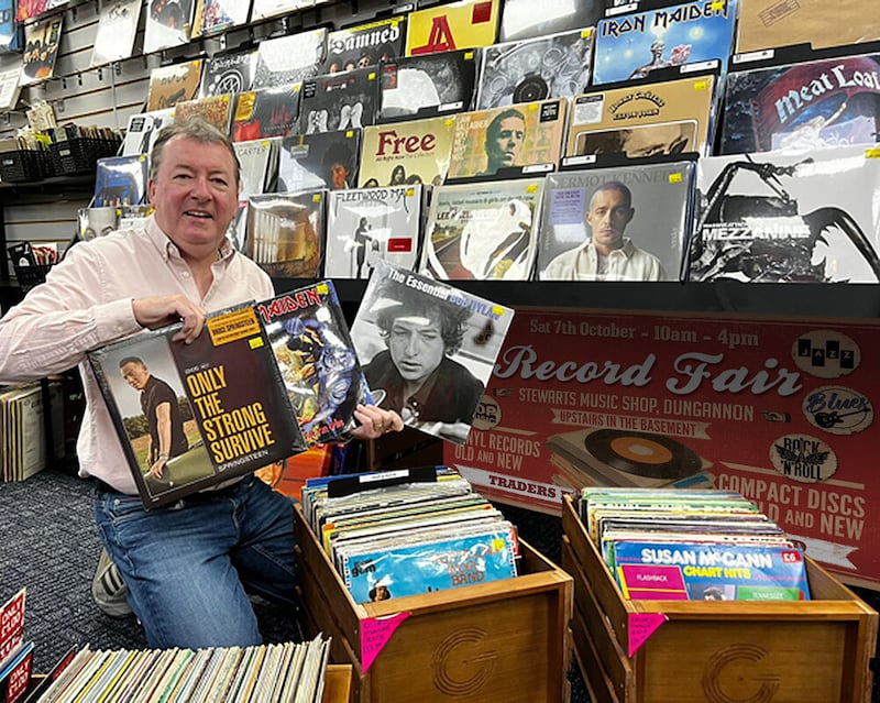 Raymond Stewart has been selling vinyl at his Dungannon music store for the past 48 years