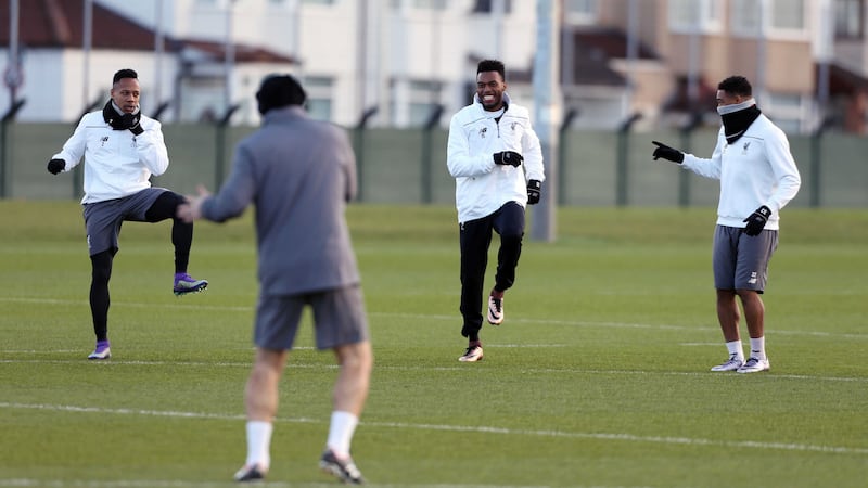 Liverpool's Daniel Sturridge during a training session at Melwood on Wednesday<br />Picture by PA&nbsp;