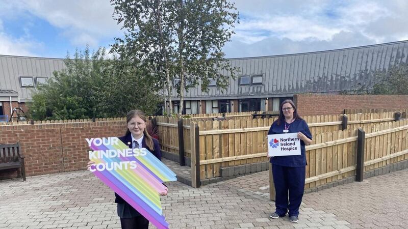 BE KIND: Youth Ambassador and Year 10 Carrickfergus Academy pupil, Madison Wright, with Aislinn Delaney, Family Support Worker at Northern Ireland Children&#39;s Hospice 