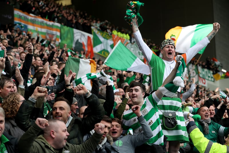 Celtic fans formerly occupied the whole Broomloan Stand at Ibrox