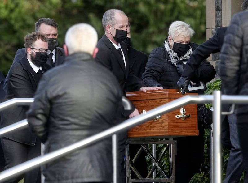 The funeral of Lucy McIllhatton at St Teresa's Church on the Glen Road in west Belfast Picture Mal McCann.