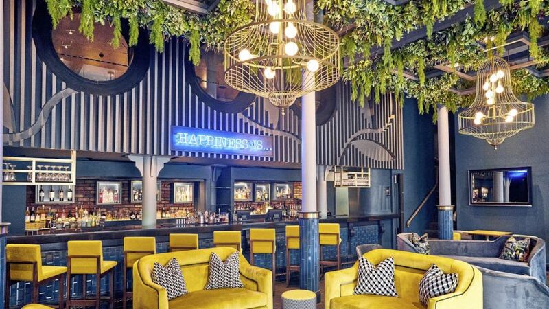 The uber-chic Chez Mal Bar space at the Belfast Malmaison is a mix of bright colours, sumptuous sofas and quirky accents 