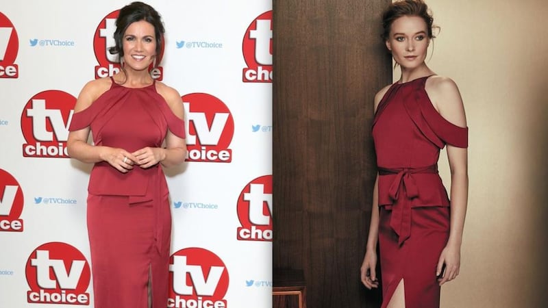 Left, Susannah Reid arriving for the TV Choice Awards in London earlier this month; right,Phase Eight Amail Maxi Dress, available from johnlewis.com 