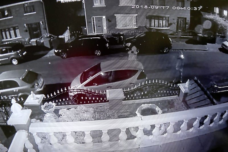 CCTV footage of a gun attack on the home of George Richmond in Dermott Hill in September last year. 