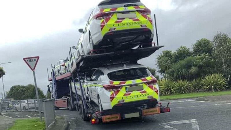 Customs cars pictured arriving in Dundalk earlier this year. File picture from Press Association