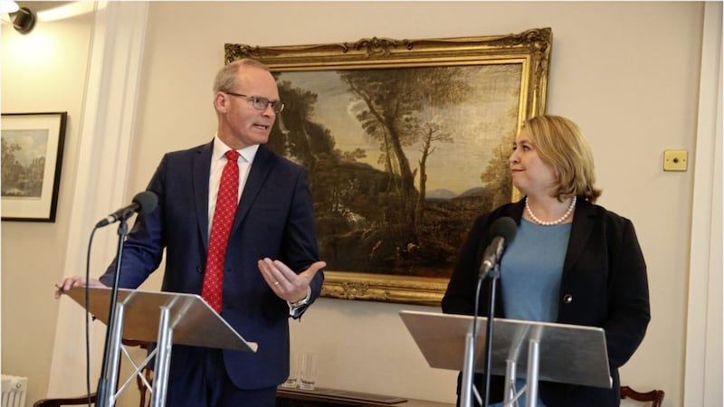 Secretary of State Karen Bradley and Simon Coveney TD confirmed fresh talks would begin on May 7. Picture by Hugh Russell 