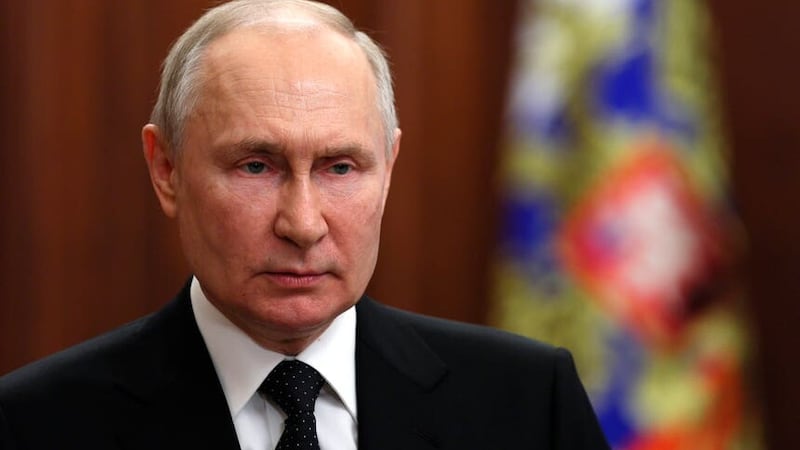 Vladimir Putin addresses the Russian people on TV (Gavriil Grigorov, Sputnik, Kremlin Pool Photo/AP)