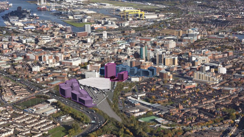 PLANS: Aerial photo showing the proposed area in Belfast included in the Weavers Cross scheme.