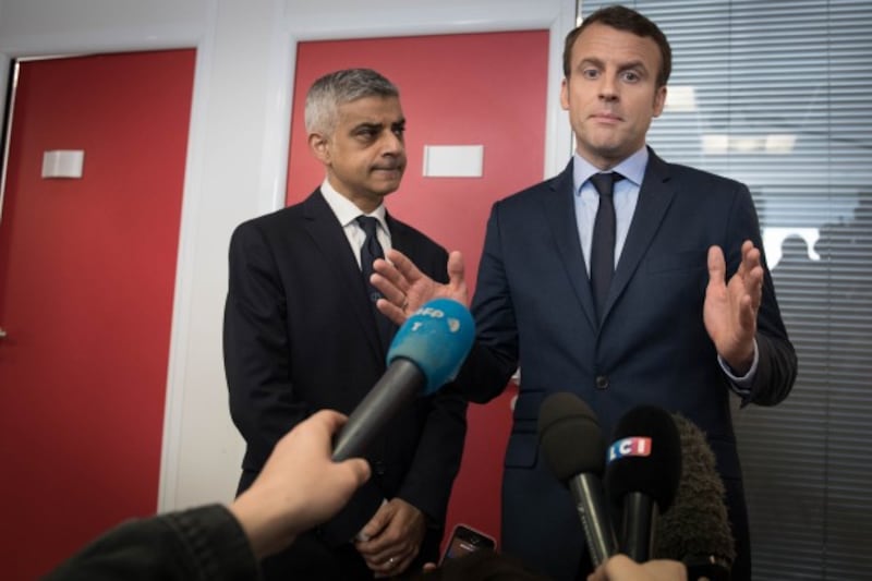 Emmanuel Macron and Sadiq Khan.