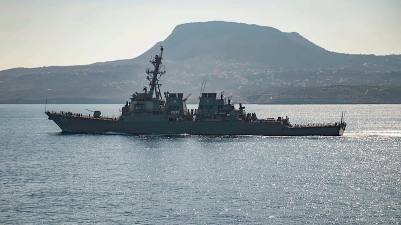 The guided-missile destroyer USS Carney in Souda Bay, Greece (Petty Officer 3rd Class Bill Dodge/US Navy via AP)