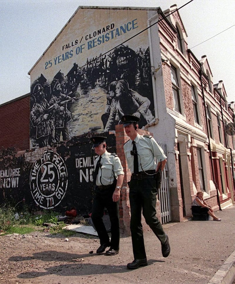 RUC officers on patrol in Belfast following the 1994 ceasefire