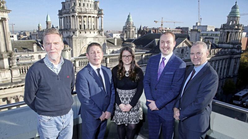 Pictured at Danske Bank&#39;s agri outlook breakfast event are its head of agribusiness Rodney Brown, head of markets Brian Telford and chief economist Conor Lambe, along with the Guild of Agricultural Journalists chairman Richard Halleron and secretary Rachel Martin 