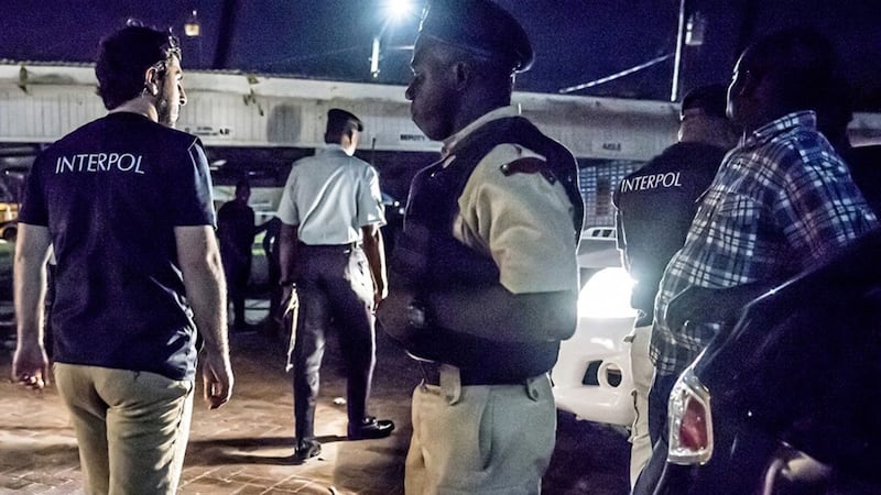 Interpol officers during a raid in night clubs in Georgetown, Guyana. Picture by Nicola Vigilanti/Interpol via Associated Press 